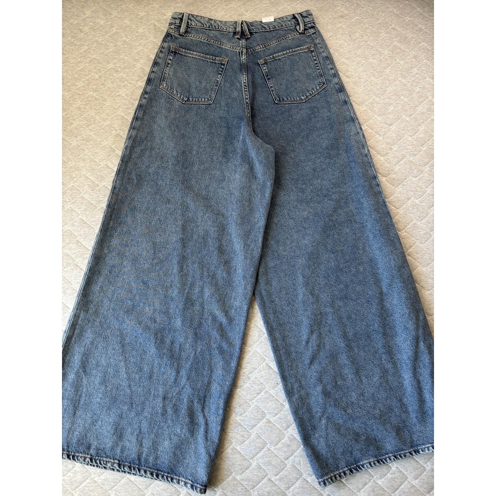 Good American Jeans Womens 6/28 Blue High Rise Paneled Wide Leg Denim Baggy - Picture 5 of 10